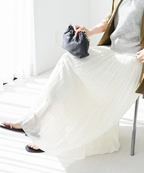 le.coeur blanc / ルクールブラン ロング・マキシ丈スカート | 《手洗い可能》麻混シアーランダムプリーツスカート | 詳細27