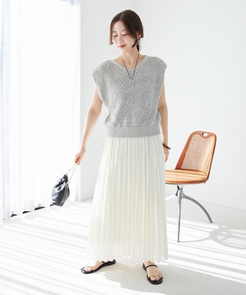 le.coeur blanc / ルクールブラン ロング・マキシ丈スカート | 《手洗い可能》麻混シアーランダムプリーツスカート | 詳細28