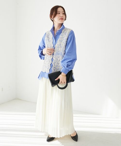 le.coeur blanc / ルクールブラン ロング・マキシ丈スカート | 《手洗い可能》麻混シアーランダムプリーツスカート | 詳細3