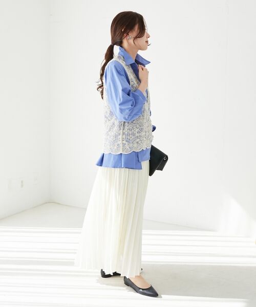 le.coeur blanc / ルクールブラン ロング・マキシ丈スカート | 《手洗い可能》麻混シアーランダムプリーツスカート | 詳細4