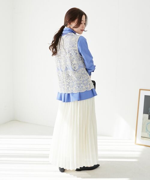 le.coeur blanc / ルクールブラン ロング・マキシ丈スカート | 《手洗い可能》麻混シアーランダムプリーツスカート | 詳細5