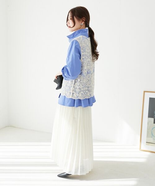 le.coeur blanc / ルクールブラン ロング・マキシ丈スカート | 《手洗い可能》麻混シアーランダムプリーツスカート | 詳細7