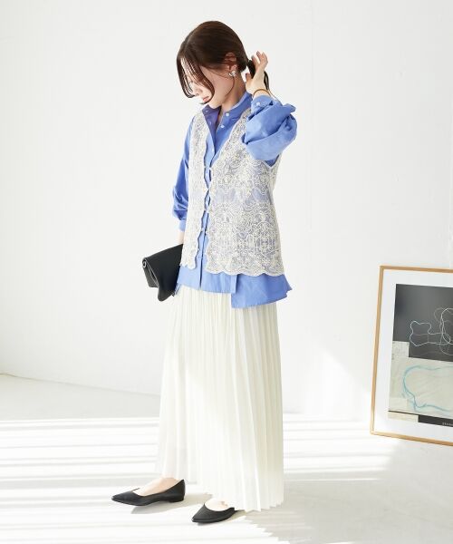 le.coeur blanc / ルクールブラン ロング・マキシ丈スカート | 《手洗い可能》麻混シアーランダムプリーツスカート | 詳細8