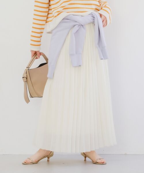 le.coeur blanc / ルクールブラン ロング・マキシ丈スカート | 《手洗い可能》麻混シアーランダムプリーツスカート | 詳細9