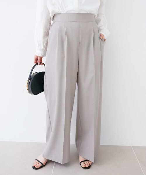 le. coeur blanc/ルクールブラン 《手洗い可能》サイロツイルダブルタックパンツ L/グレー 38 le. coeur blanc/ルクールブラン 《手洗い可能》サイロツイルダブルタックパンツ L/グレー 38