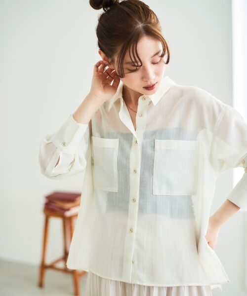 le.coeur blanc / ルクールブラン シャツ・ブラウス | 《手洗い可能》ダブルポケットシアーシャツ | 詳細16