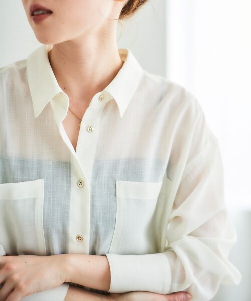 le.coeur blanc / ルクールブラン シャツ・ブラウス | 《手洗い可能》ダブルポケットシアーシャツ | 詳細17