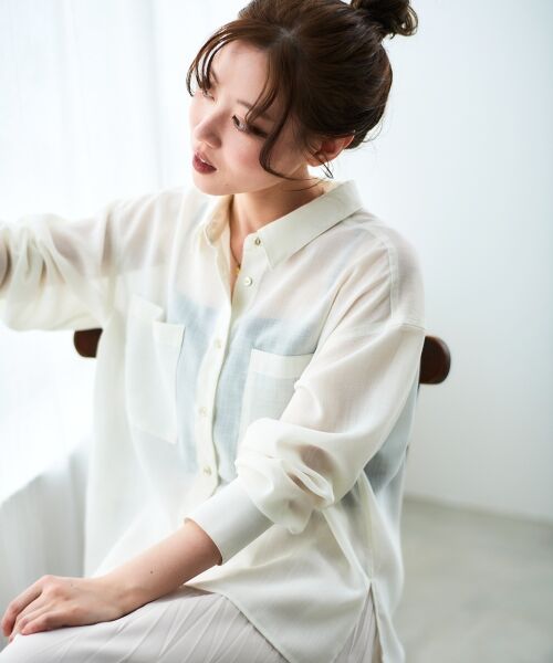 le.coeur blanc / ルクールブラン シャツ・ブラウス | 《手洗い可能》ダブルポケットシアーシャツ | 詳細18