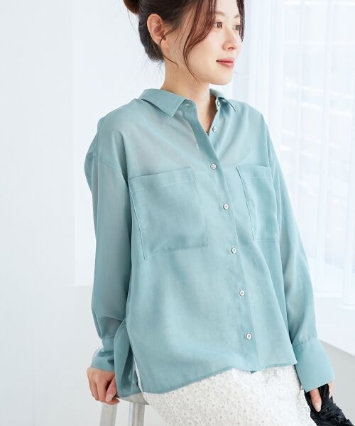 le.coeur blanc / ルクールブラン シャツ・ブラウス | 《手洗い可能》ダブルポケットシアーシャツ | 詳細2
