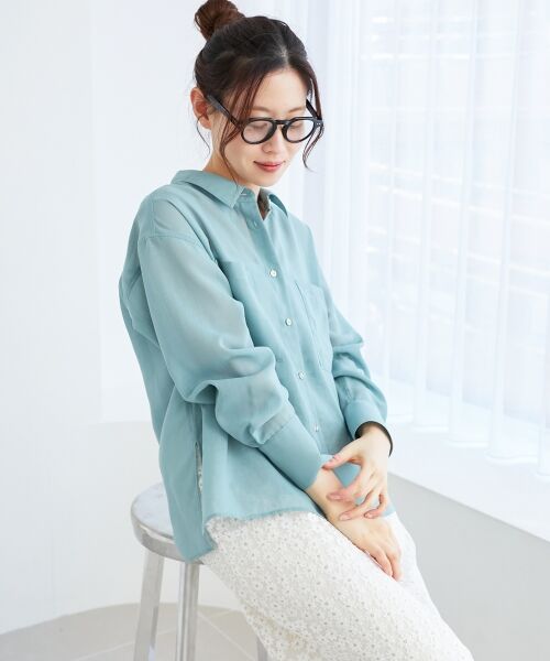 le.coeur blanc / ルクールブラン シャツ・ブラウス | 《手洗い可能》ダブルポケットシアーシャツ | 詳細6
