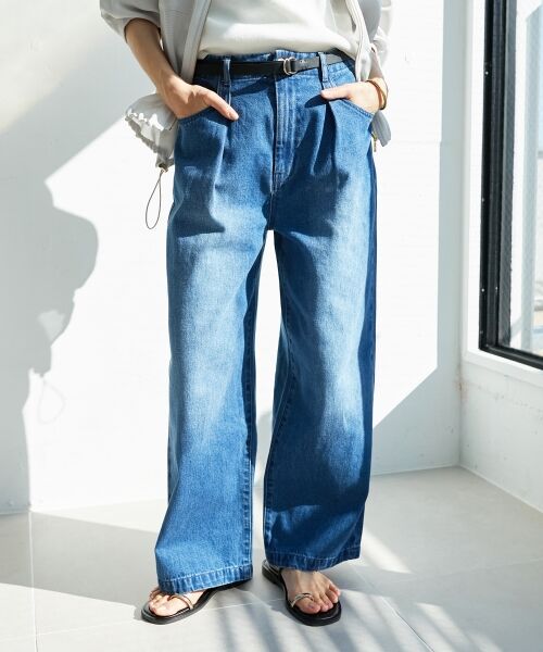 le. coeur blanc/ルクールブラン タックワイドデニム サックス 38 le. coeur blanc/ルクールブラン タックワイドデニム サックス 38