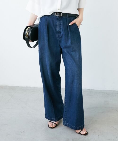 le. coeur blanc/ルクールブラン タックワイドデニム ブルー 38 le. coeur blanc/ルクールブラン タックワイドデニム ブルー 38