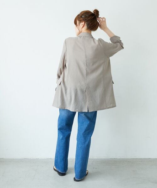 夏の冷房対策にも◎ リネンライクテーラードジャケット　ルクールブラン新品未使用 夏の冷房対策にも◎ リネンライクテーラードジャケット ルクール