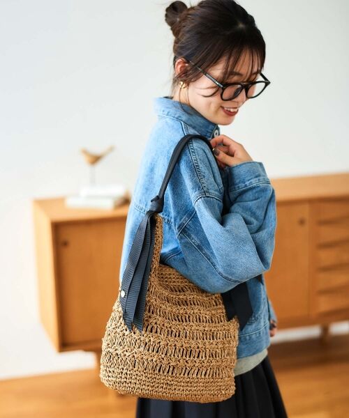 le.coeur blanc / ルクールブラン かごバック | グログランテープ柄編みペーパーバッグ | 詳細14