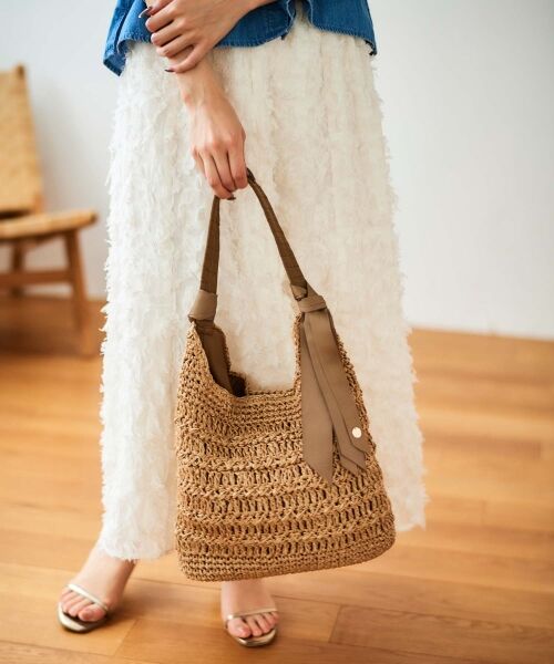 le.coeur blanc / ルクールブラン かごバック | グログランテープ柄編みペーパーバッグ | 詳細30