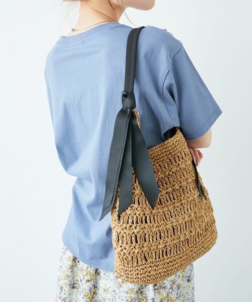 le.coeur blanc / ルクールブラン かごバック | グログランテープ柄編みペーパーバッグ | 詳細8