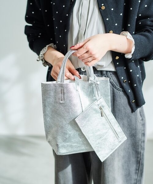 le. coeur blanc/ルクールブラン MILLELA FIRENZE メタリックミニトートバッグ シルバー FREE le. coeur blanc/ルクールブラン MILLELA FIRENZE メタリックミニトートバッグ シルバー FREE