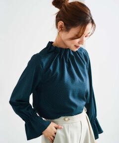 le.coeur blanc / ルクールブラン シャツ・ブラウス | 《手洗い可能》幾何柄ハイネックギャザーブラウス