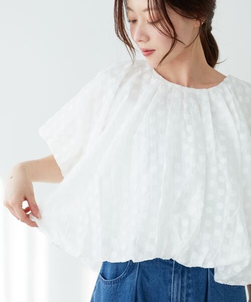 le. coeur blanc/ルクールブラン TORRAZZO DONNA ドットバルーンブラウス ホワイト 38 le. coeur blanc/ルクールブラン TORRAZZO DONNA ドットバルーンブラウス ホワイト 38