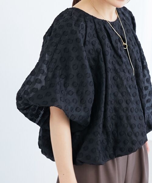 le. coeur blanc/ルクールブラン TORRAZZO DONNA ドットバルーンブラウス ブラック 38 le. coeur blanc/ルクールブラン TORRAZZO DONNA ドットバルーンブラウス ブラック 38