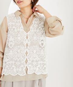 le.coeur blanc / ルクールブラン ベスト | 《手洗い可能》TORRAZZO DONNAメッシュレースベスト