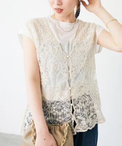 le.coeur blanc / ルクールブラン ベスト | 《手洗い可能》TORRAZZO DONNAメッシュレースベスト