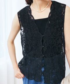 le.coeur blanc / ルクールブラン ベスト | 《手洗い可能》TORRAZZO DONNAメッシュレースベスト