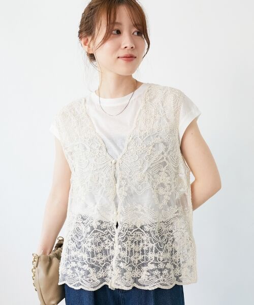 le.coeur blanc / ルクールブラン ベスト | 《手洗い可能》TORRAZZO DONNAメッシュレースベスト | 詳細2