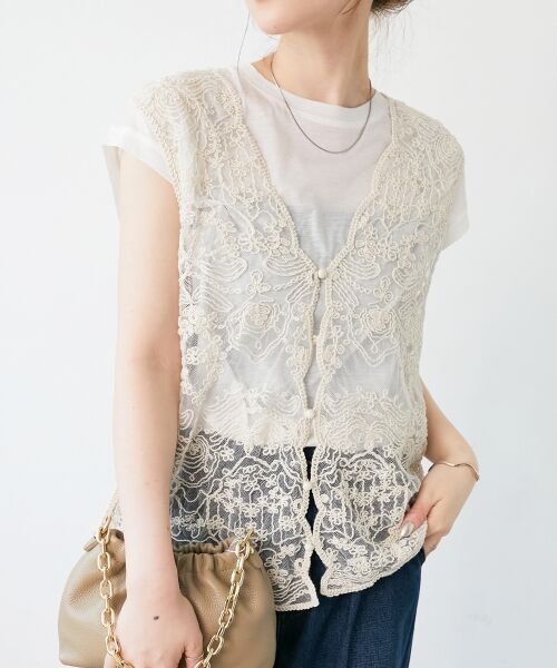 le.coeur blanc / ルクールブラン ベスト | 《手洗い可能》TORRAZZO DONNAメッシュレースベスト | 詳細3