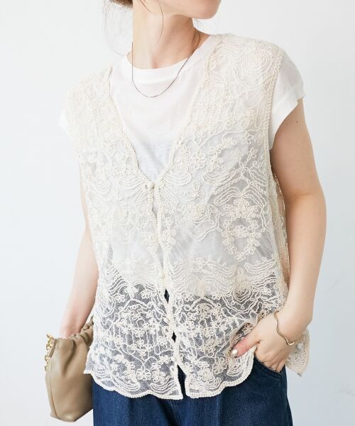 le.coeur blanc / ルクールブラン ベスト | 《手洗い可能》TORRAZZO DONNAメッシュレースベスト | 詳細4