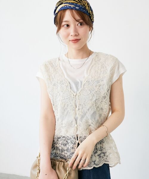 le.coeur blanc / ルクールブラン ベスト | 《手洗い可能》TORRAZZO DONNAメッシュレースベスト | 詳細5