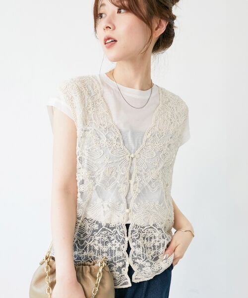 le.coeur blanc / ルクールブラン ベスト | 《手洗い可能》TORRAZZO DONNAメッシュレースベスト | 詳細7