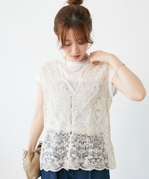 le.coeur blanc / ルクールブラン ベスト | 《手洗い可能》TORRAZZO DONNAメッシュレースベスト | 詳細8
