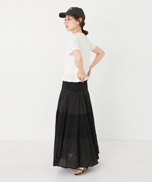 le.coeur blanc / ルクールブラン ロング・マキシ丈スカート | 《手洗い可能》Fanakaドット切替スカート | 詳細13