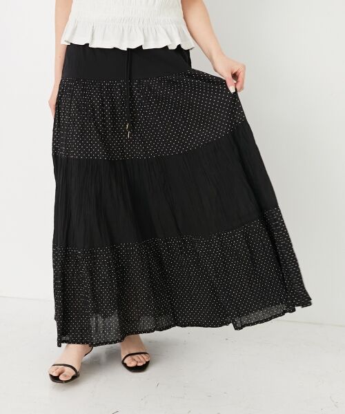 le.coeur blanc / ルクールブラン ロング・マキシ丈スカート | 《手洗い可能》Fanakaドット切替スカート | 詳細14