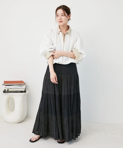 le.coeur blanc / ルクールブラン ロング・マキシ丈スカート | 《手洗い可能》Fanakaドット切替スカート | 詳細3