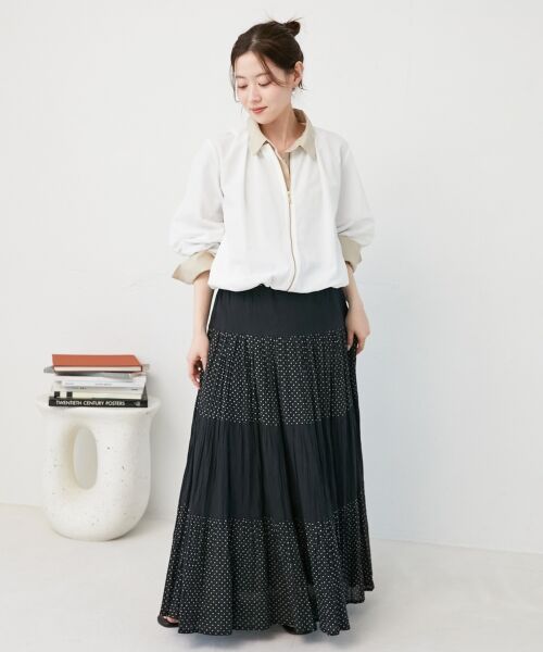 le.coeur blanc / ルクールブラン ロング・マキシ丈スカート | 《手洗い可能》Fanakaドット切替スカート | 詳細4