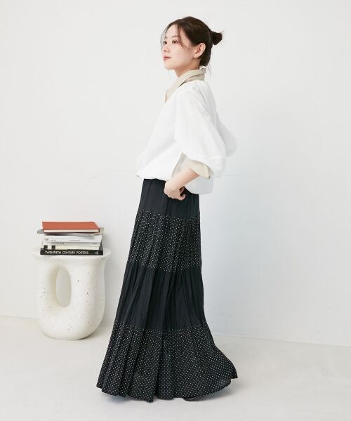 le.coeur blanc / ルクールブラン ロング・マキシ丈スカート | 《手洗い可能》Fanakaドット切替スカート | 詳細5
