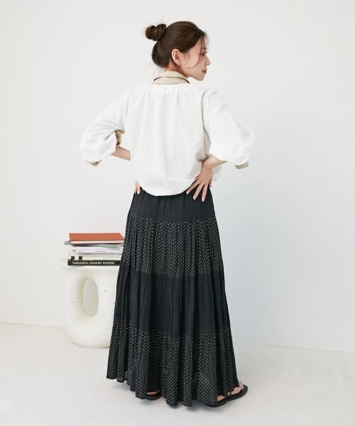 le.coeur blanc / ルクールブラン ロング・マキシ丈スカート | 《手洗い可能》Fanakaドット切替スカート | 詳細6