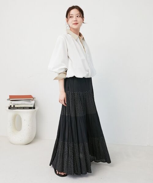 le.coeur blanc / ルクールブラン ロング・マキシ丈スカート | 《手洗い可能》Fanakaドット切替スカート | 詳細7