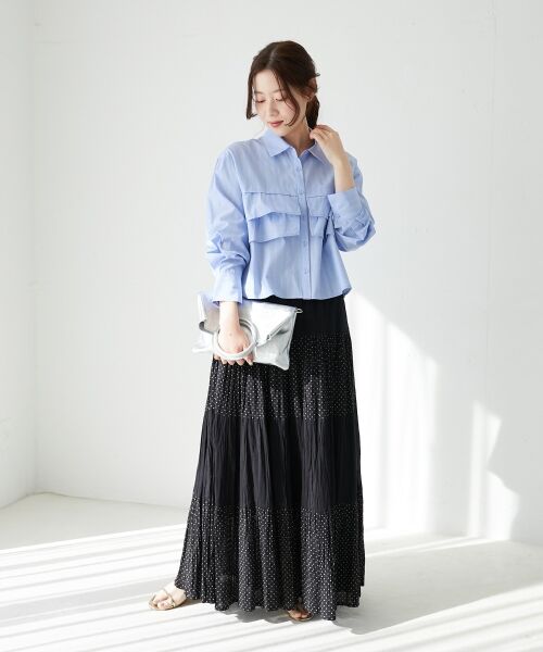 le.coeur blanc / ルクールブラン ロング・マキシ丈スカート | 《手洗い可能》Fanakaドット切替スカート | 詳細9