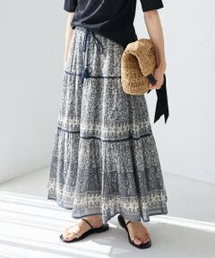 le.coeur blanc / ルクールブラン ロング・マキシ丈スカート | Fanakaパイピングフラワー柄スカート