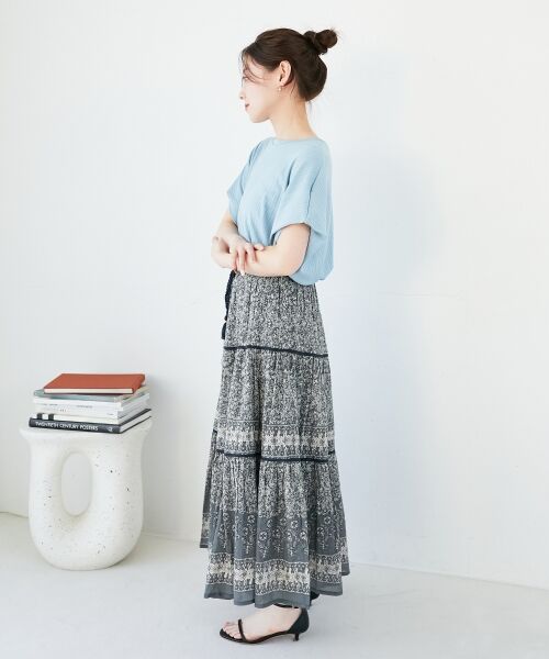 le.coeur blanc / ルクールブラン ロング・マキシ丈スカート | Fanakaパイピングフラワー柄スカート | 詳細10