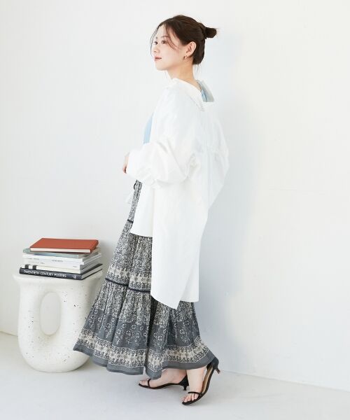 le.coeur blanc / ルクールブラン ロング・マキシ丈スカート | Fanakaパイピングフラワー柄スカート | 詳細6