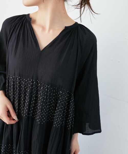 le.coeur blanc / ルクールブラン ロング・マキシ丈ワンピース | Fanakaドット切替ワンピース | 詳細5