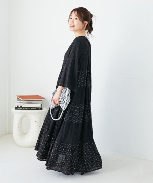 le.coeur blanc / ルクールブラン ロング・マキシ丈ワンピース | Fanakaドット切替ワンピース | 詳細7