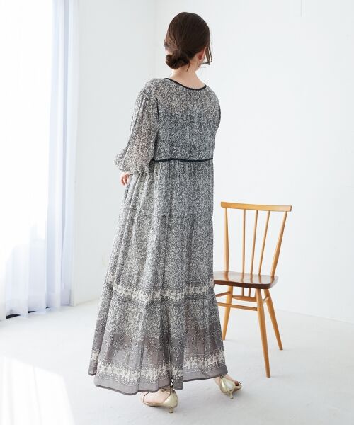 le.coeur blanc / ルクールブラン ロング・マキシ丈ワンピース | Fanakaパイピングフラワー柄ワンピ | 詳細5