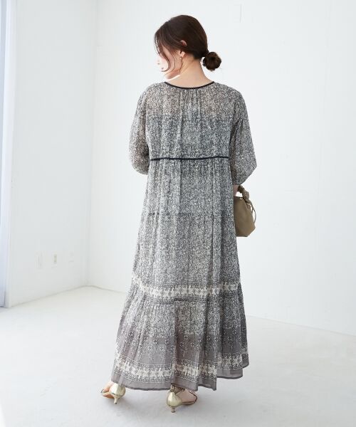 le.coeur blanc / ルクールブラン ロング・マキシ丈ワンピース | Fanakaパイピングフラワー柄ワンピ | 詳細6