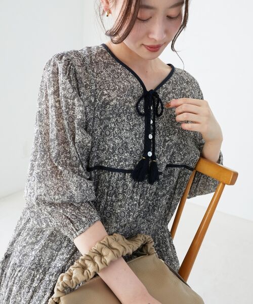 le.coeur blanc / ルクールブラン ロング・マキシ丈ワンピース | Fanakaパイピングフラワー柄ワンピ | 詳細9