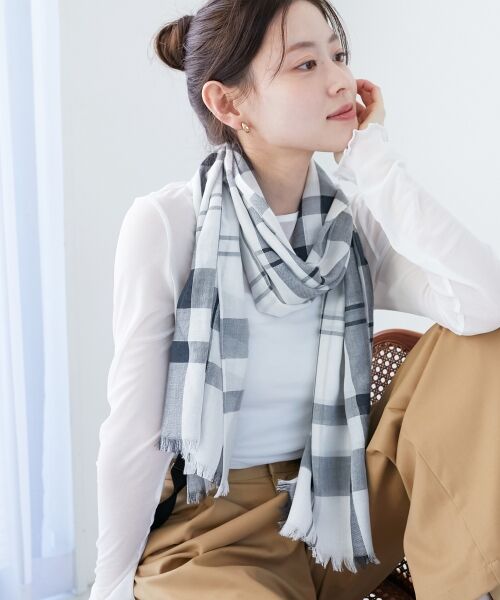 le.coeur blanc / ルクールブラン マフラー・ショール・スヌード・ストール | 《手洗い可能》チェックストール | 詳細2